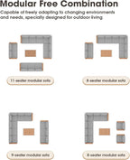 Aluminum Outdoor Patio Furniture Set 8 Seats, Outdoor Sectional Corner Sofa - Image 4
