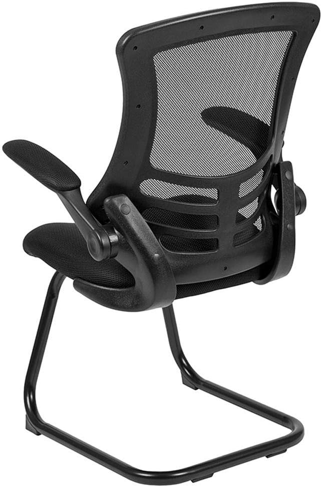 Flash Furniture Kelista Black Mesh Sled Base Side Reception Chair - Image 5