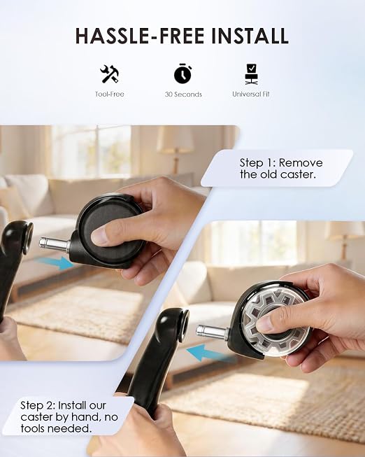 RidRed Office Chair Wheels, Smooth & Quiet Rollerblade Casters Wheels, Heavy - Image 9