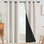SimpleHome Cream 100% Blackout Curtains Room Darkening Living Room 84 Inch | by SimpleHome