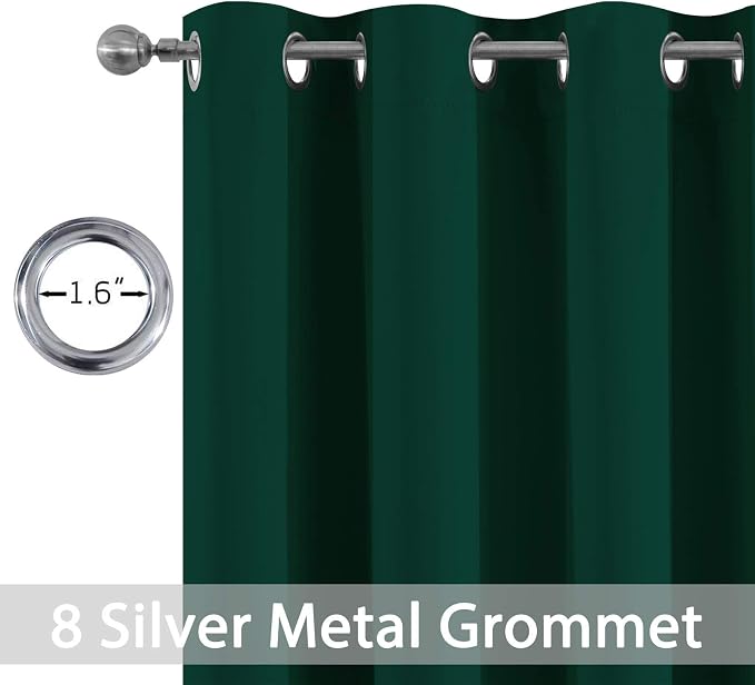 Yakamok Room Darkening Curtains 52x63 inch Length Dark Green-Living Room | 2 - Image 4