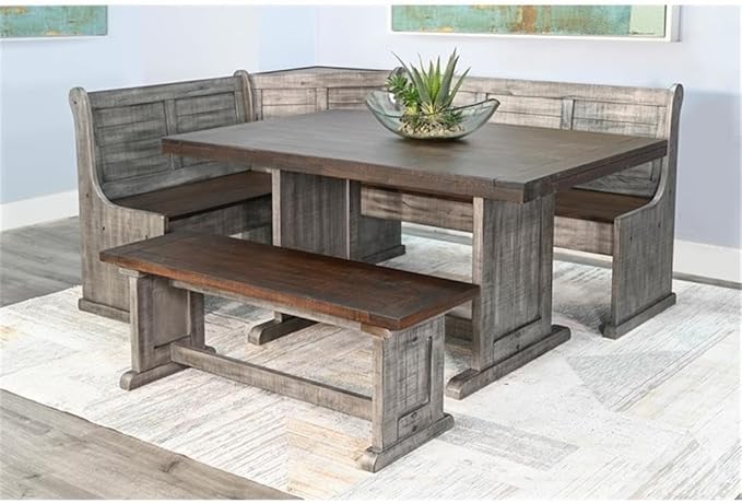 Pemberly Row 3-Piece Traditional Solid Wood Breakfast Nook Set - Image 5