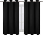 Black Blackout Curtains/38 x 54 Inch/Set of Two Panels Grommet Living Room - Image 2