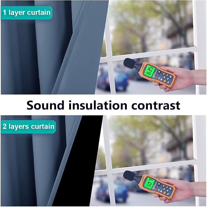 NICETOWN 100% Blackout Curtains 84 inches Long, Pair of Energy Smart & Noise - Image 2