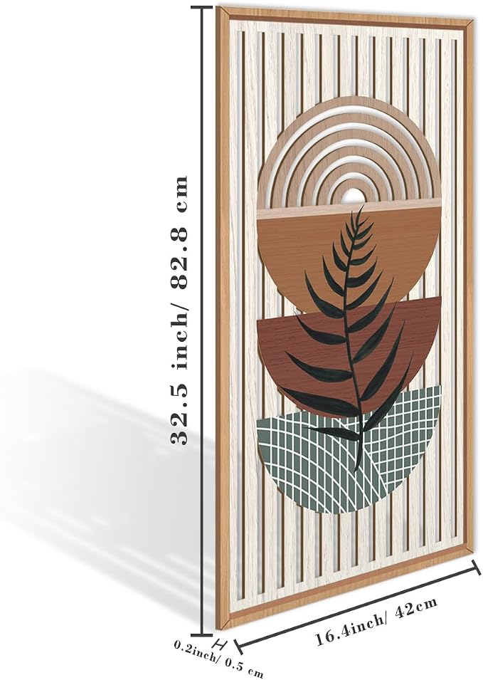 IARTTOP Framed Boho Mid-century Modern Wood Wall Art 16x32 Inch Large Bohemian - Image 5