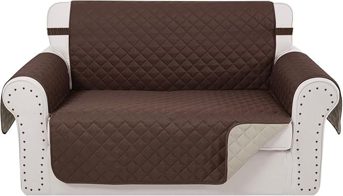 Reversible 45" Small Loveseat Sofa Covers, Chocolate/Beige | Loveseat Covers by LuxshareHome