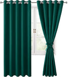 Room Darkening Curtains for Bedroom, 60 x 72 Inches, Hunter Green | Thermal by Hiasan