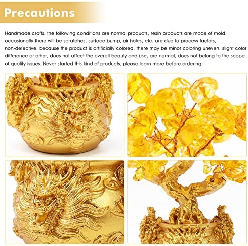 Feng Shui Citrine/Yellow Crytal Money Tree Bonsai with Chinese Decoration for Luck and Wealth - Image 4