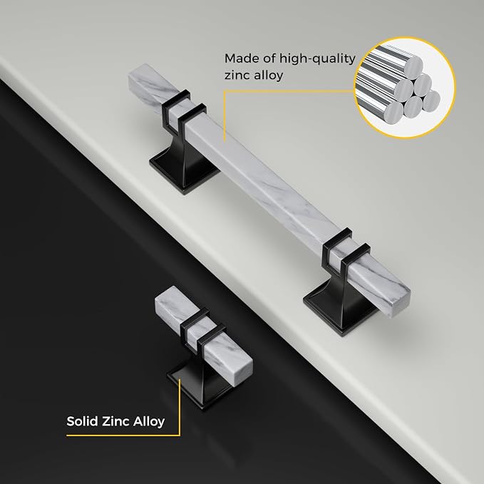 Rergy Cabinet Handles Marble Drawer Pulls and Knobs, T-Bar Hardware - Image 4
