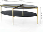 LumFurn Oval Glass Coffee Table, Mid-Century Modern Design, L43 x W22 x H17 inch - Image 2