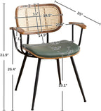 Rattan Dining Room Chairs Set of 2, Mid Century Modern Kitchen Side Chairs - Image 2