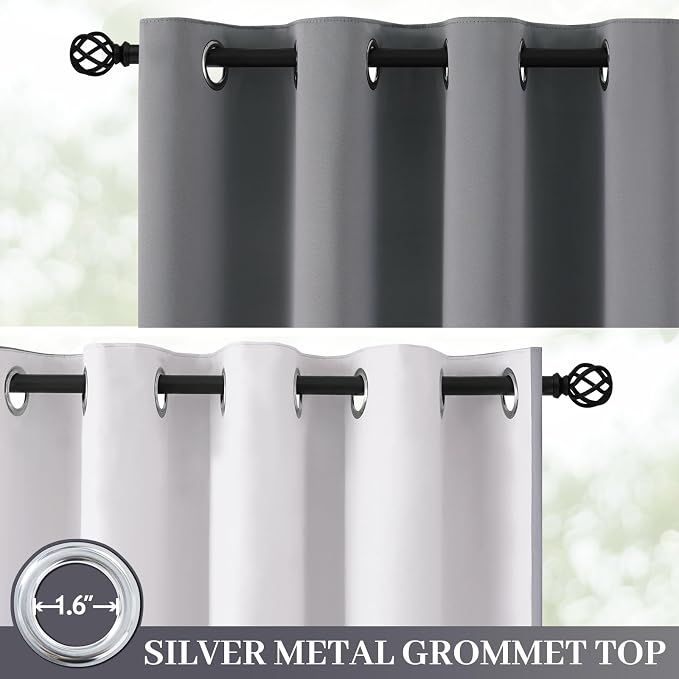 Yakamok Grey 100% Blackout Curtain Panels 96 inches, 2 Panels | Blackout - Image 2