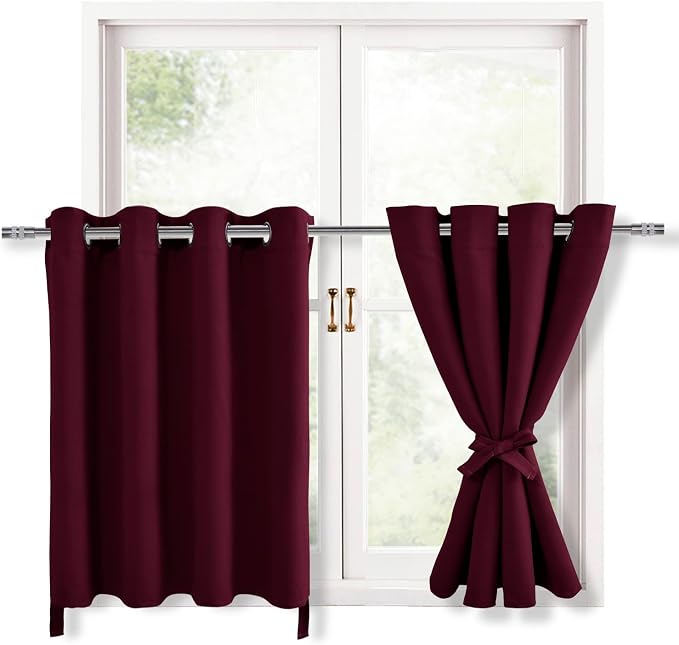 RV Blackout Curtains for Bedroom 52 x 30 Inch Long Burgundy 2 Panel | Thermal by Hiasan