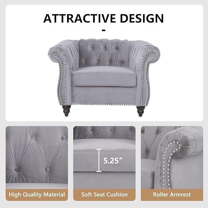 Mid-Century Sofa Chair, Velvet Accent Chair - Image 5