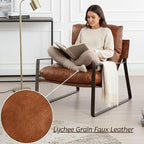 LukeAlon Modern PU Leather Accent Armchair, Upholstered Lounge Chair - Image 5