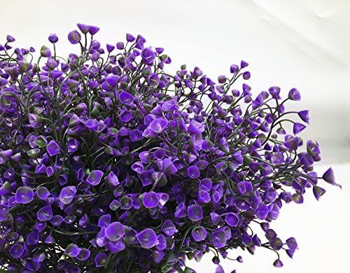 CATTREE Artificial Plants Shrubs Bushes, Plastic Fake Plants Wedding Indoor Outdoor Home Garden Verandah Kitchen Office Table Centerpieces Arrangements Christmas Decoration - Deep Purple 8 pcs - Image 3