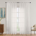 Ivory Sheer Curtains 84 Inches Long 2 Panels Set, Light Filtering Sheer Curtains by OVZME