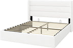 Allewie Full Size Velvet Lift Up Storage Bed, Modern Wingback Headboard - Image 9