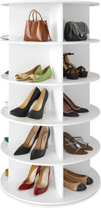 SpaceAid 5 Tier Rotating Shoe Rack Tower, Spinning Shoe Display Lazy Susan by SpaceAid
