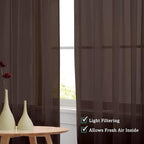 Brown Sheer Curtains 108 Inches Long, Light Filtering Semi Transparent - Image 4