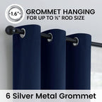 SimpleHome Navy Blue 100% Blackout Curtains Room Darkening Living Room 84 | - Image 6