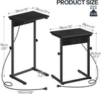 HOOBRO C-Shaped End Table with Charging Station, Adjustable Height Sofa Tray - Image 2