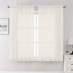 Ivory Sheer Curtains 63 Inch Length 2 Panels Set, Rod Pockets Voile Bedroom by Lecloud
