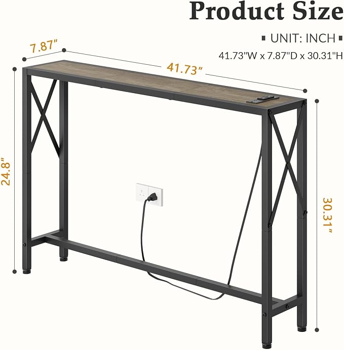 Gewudraw 41.7" Console Table, Narrow Behind The Couch Table - Image 3