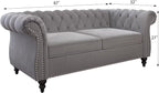 2 Piece Living Room Set, Velvet Chesterfield Sofa Loveseat Couch - Image 7