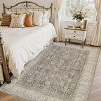 6x9 Area Rugs Living Room: Bedroom Washable Carpet Warm Taupe | Large Vintage - Image 2