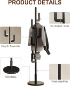 Muwuele Solid Wood Cactus Coat Rack, Freestanding Coat Rack - Image 6