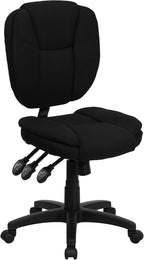 Flash Furniture Caroline Mid-Back Black Fabric Multifunction Swivel Ergonomic by FlashFurniture
