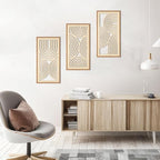 IARTTOP Boho Wooden Framed Wall Art Set of 3 Mid-century Modern Wood Wall Decor - Image 6