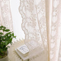 YJ YANJUN Vintage Lace Curtains 72 inchLength Romantic Flowers Sheer Pink Lacy by YJYANJUN