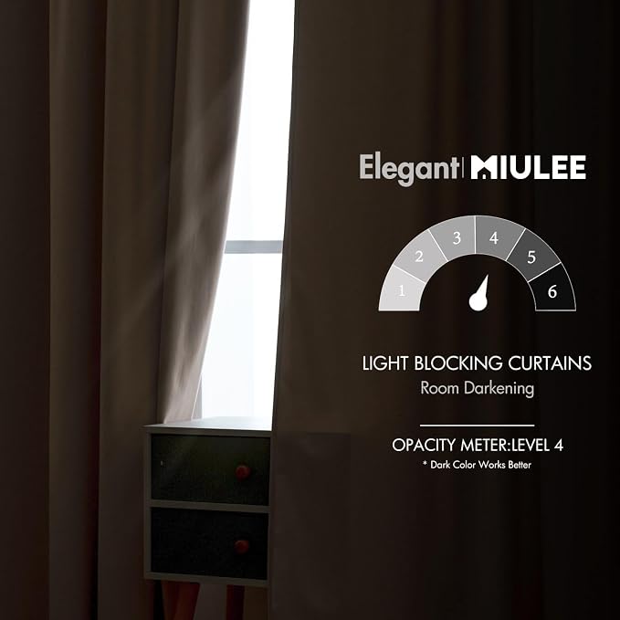 MIULEE Velvet Curtains 52x96 inches 2 Panels Light Taupe Blackout Curtains | - Image 5
