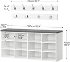 HOOBRO Shoe Storage Bench with Cushion, 39.4" L Entryway Bench with 12 Cubbies - Image 3