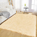 Latepis Yellow Shaggy Rug Bedroom Rugs 4x6 Area Rug Washable Faux Sheepskin Fur by Latepis