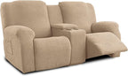 Recliner Loveseat Covers with Console, 6-Piece Stretch Geometric Strokes by Unknown