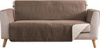Toffee Loveseat Covers 2 Cushion Couch, Water-Repellent Sofa Cover by Pamhaven