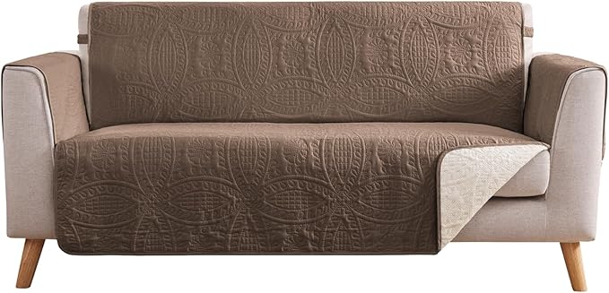 Toffee Loveseat Covers 2 Cushion Couch, Water-Repellent Sofa Cover by Pamhaven
