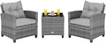 COSTWAY 3-Piece Patio Furniture Set, Outdoor Wicker Rattan Sofa by COSTWAY
