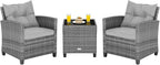COSTWAY 3-Piece Patio Furniture Set, Outdoor Wicker Rattan Sofa by COSTWAY