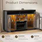 Wine Bar Cabinet 54", Arched Glass Doors, Wine Rack, Adjustable Shelves - Image 2