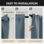 MIULEE Grey Blue Blackout Curtains 4 Panels Set 72 Inch Length Bedroom | - Image 7
