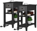 ChooChoo Black End Table Set of 2, Sofa Side Table Living Room by ChooChoo