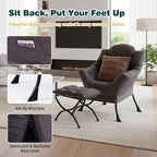 Lazy Chair with Ottoman, Large Accent Chair with Ottoman and a Throw Pillow - Image 4