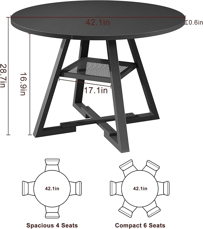 Jocoevol Round Dining Table for 4, Kitchen Dining Room Circle Dinner Pedestal - Image 2