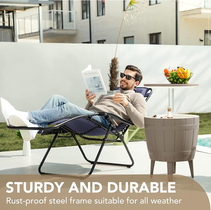 Devoko Patio Zero Gravity Chair Outdoor Folding Adjustable Reclining Chairs - Image 10