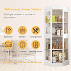 70''H Tall Corner Cabinet with Glass Doors, Farmhouse Storage Cabinet with 4 - Image 7