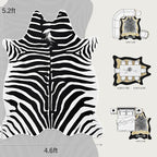 Faux Zebra Rug, Zebra Print Rug Animal Hide Rugs, 4.6 x 5.2 Ft Black | Premium - Image 2